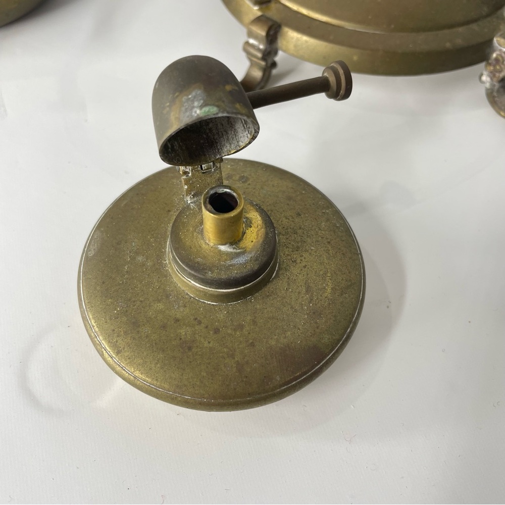 Vintage Brass Tipping Teapot with Stand & Burner India Tea Set Warmer 13” Tall - Picture 6 of 12